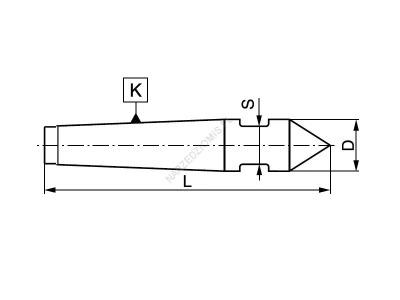 Rysunek techniczny: Kieł stały zewnętrzny z płaską pod klucz - 60 stopni: T.8720 MS0 - KOLNO